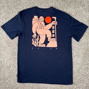 REI Co-op Mens Small Navy Blue Colorful Hiking Graphic T-Shirt Crewneck Cotton